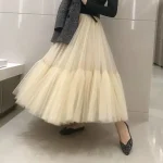 Jupe Longue Tulle Beige
