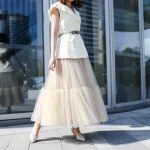 Jupe Longue Tulle Beige