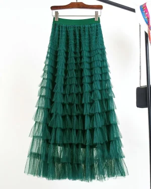 Jupe Longue Tulle Verte