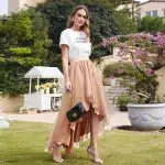 Jupe Froissée Beige