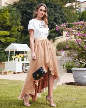 Jupe Froissée Beige