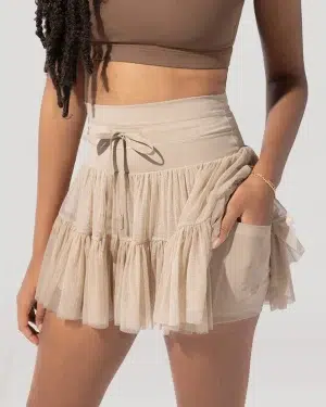 Jupe Tulle Courte Beige