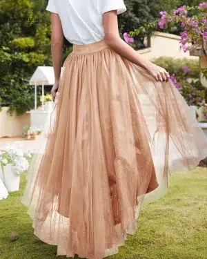 Jupe Froissée Beige