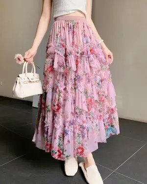 Jupe Froissée Rose